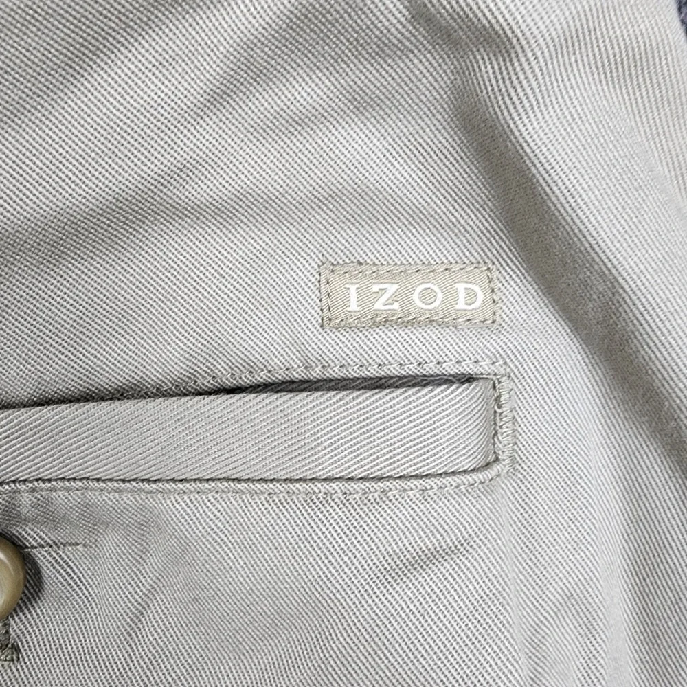 IZOD American Chino Pants Mens 52x30 Khaki Tan Classic Fit Cotton Twill Trousers